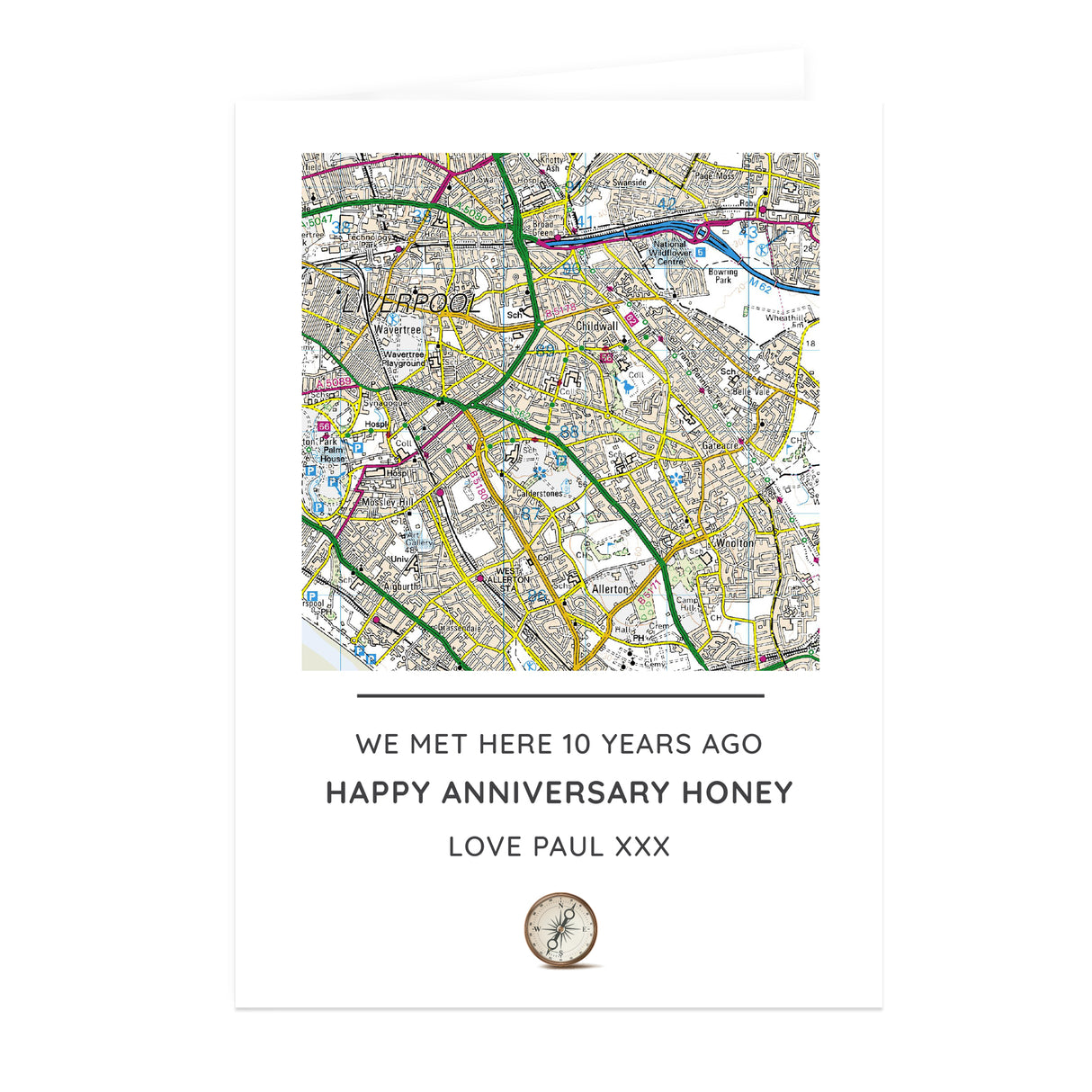 Personalised Map Compass Message Card: 2 - Greeting Cards By Gift Moments