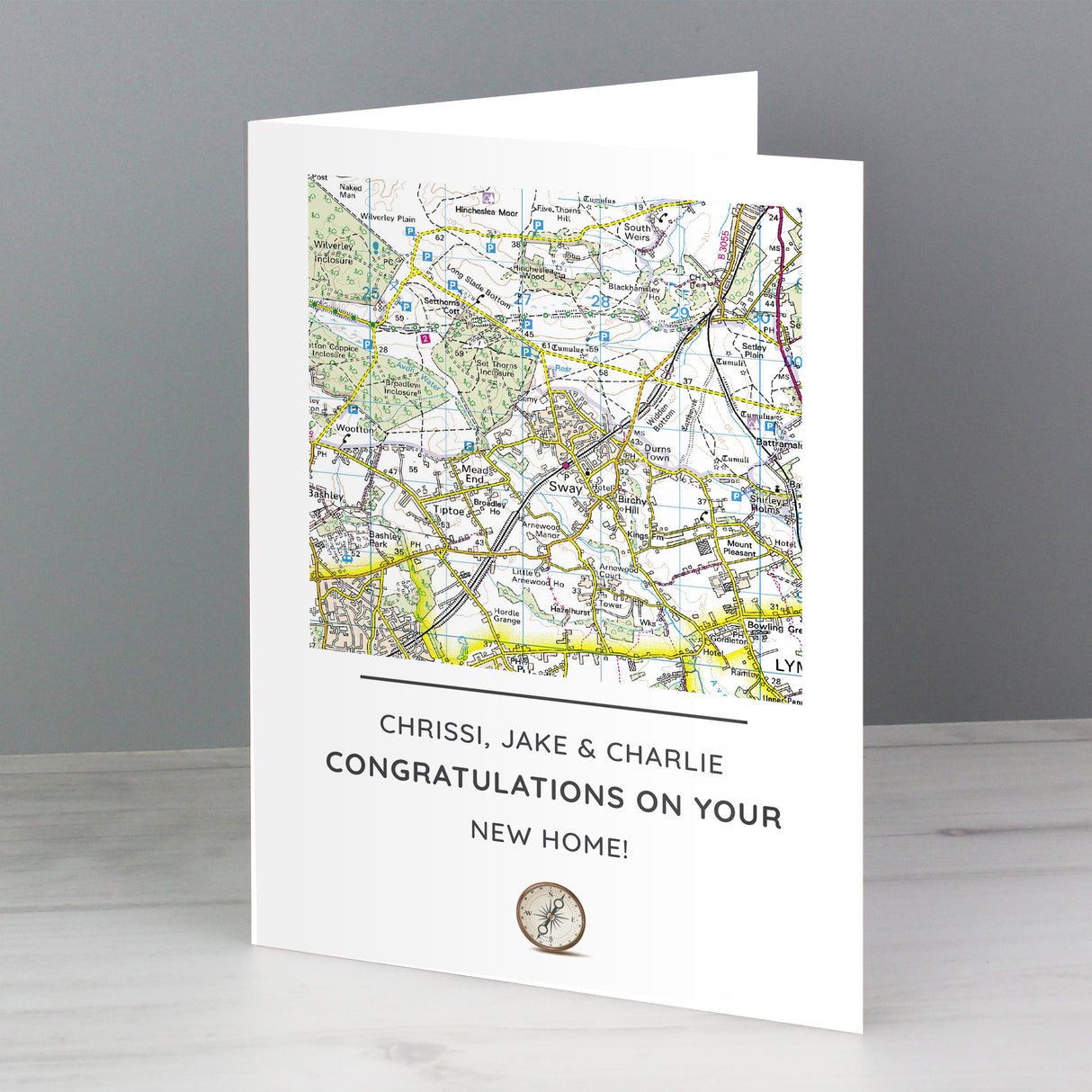 Personalised Map Compass Message Card: 3 - Greeting Cards By Gift Moments