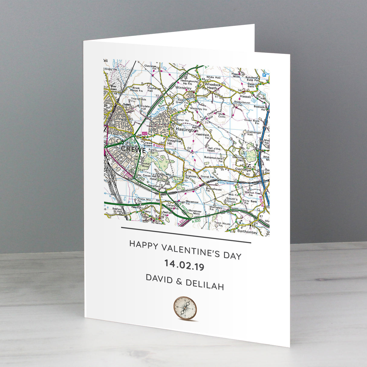 Personalised Map Compass Message Card: 4 - Greeting Cards By Gift Moments