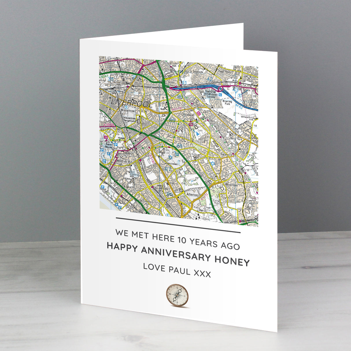 Personalised Map Compass Message Card: 6 - Greeting Cards By Gift Moments