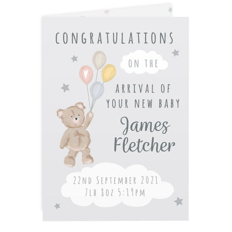 Personalised Teddy & Balloons Card - Greeting Cards at Gift Moments