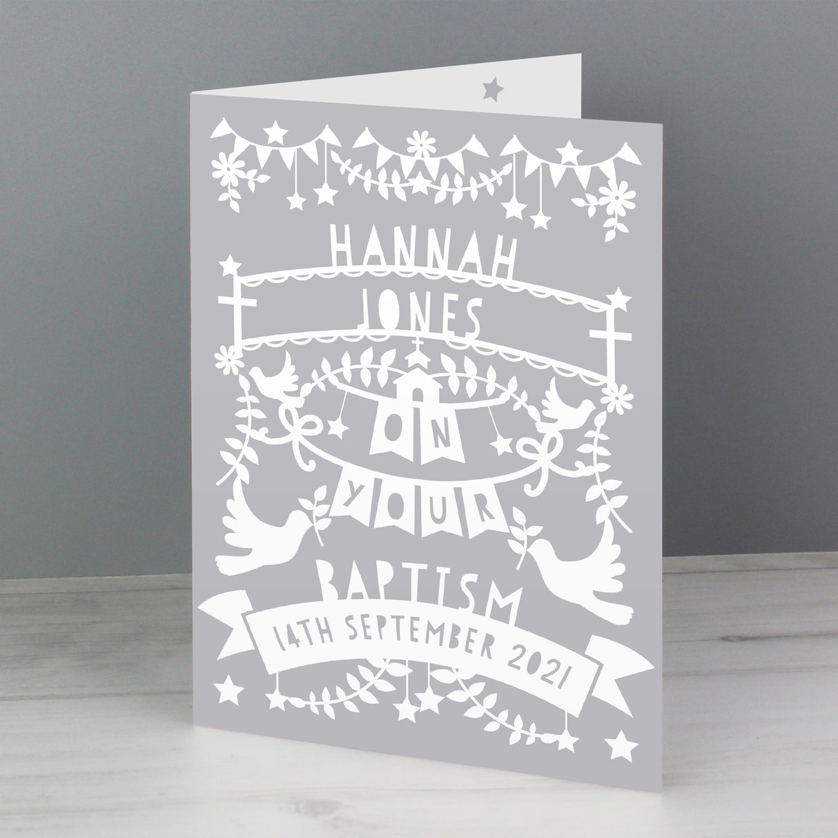 Personalised Grey Papercut Style Card - Greeting Cards at Gift Moments