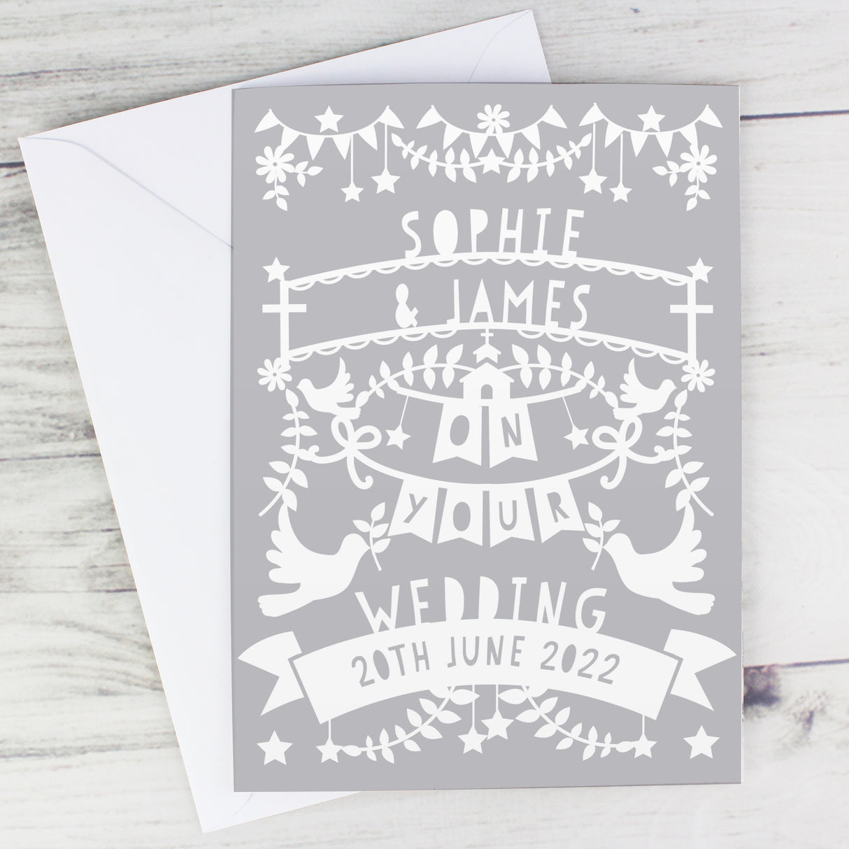 Personalised Grey Papercut Style Card - Greeting Cards at Gift Moments