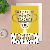 Personalised World's Best Teacher Trophy Greeting Card - Greeting Cards at Gift Moments