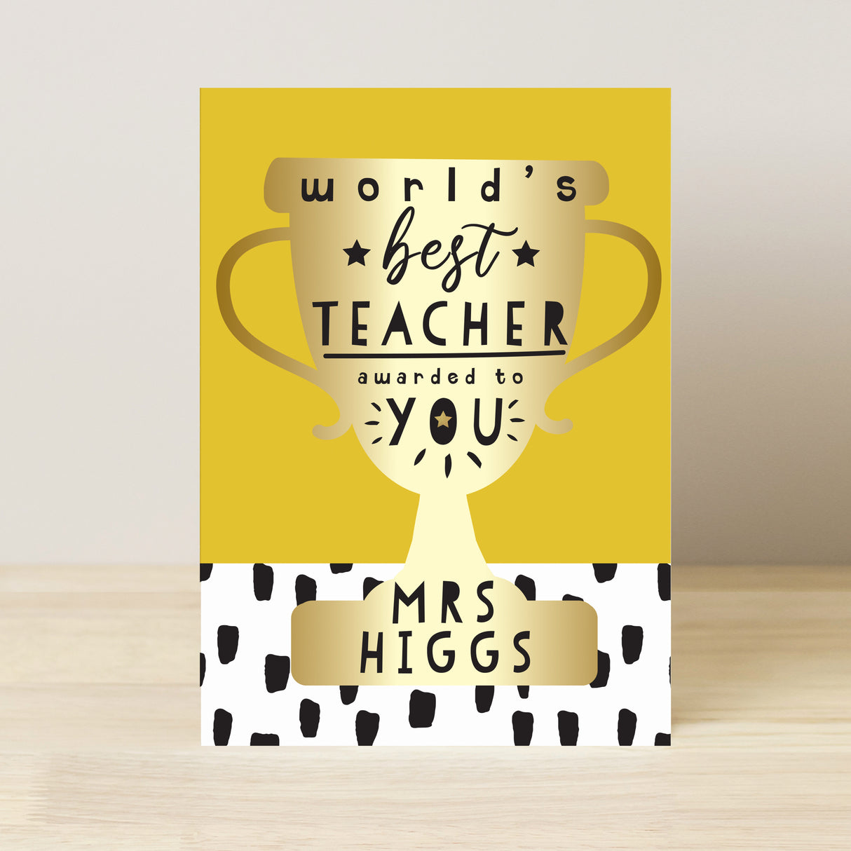 Personalised World's Best Teacher Trophy Greeting Card - Greeting Cards at Gift Moments