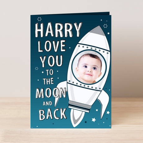 Personalised Moon & Back Photo Upload Card - Greeting Cards at Gift Moments