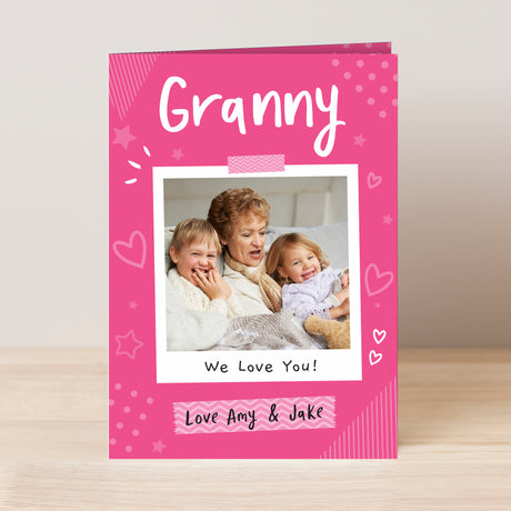 Personalised Pink Polaroid Wreath Photo Upload Card - Greeting Cards at Gift Moments