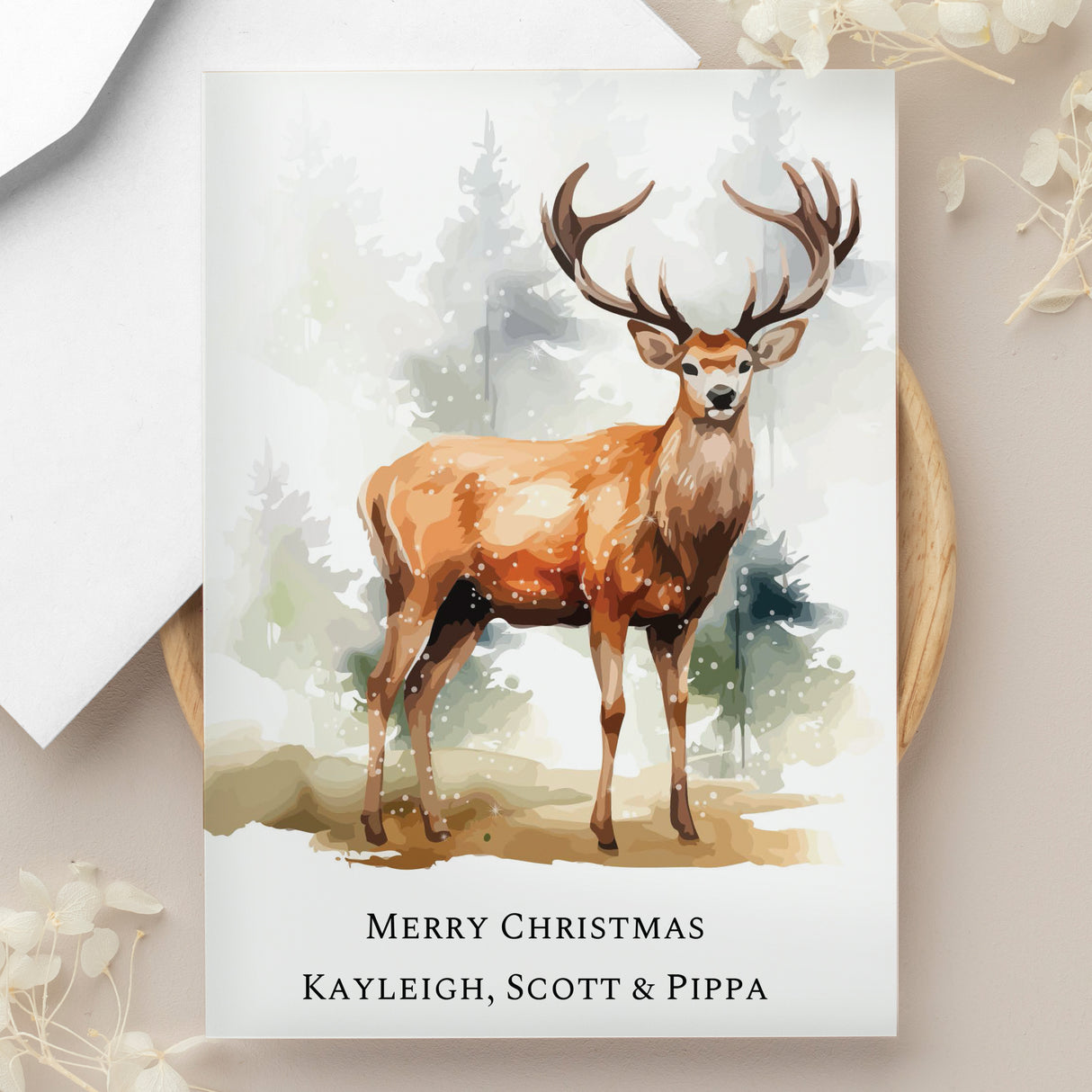 Personalised Watercolour Stag Greetings Card Default Title - Greeting Cards at Gift Moments