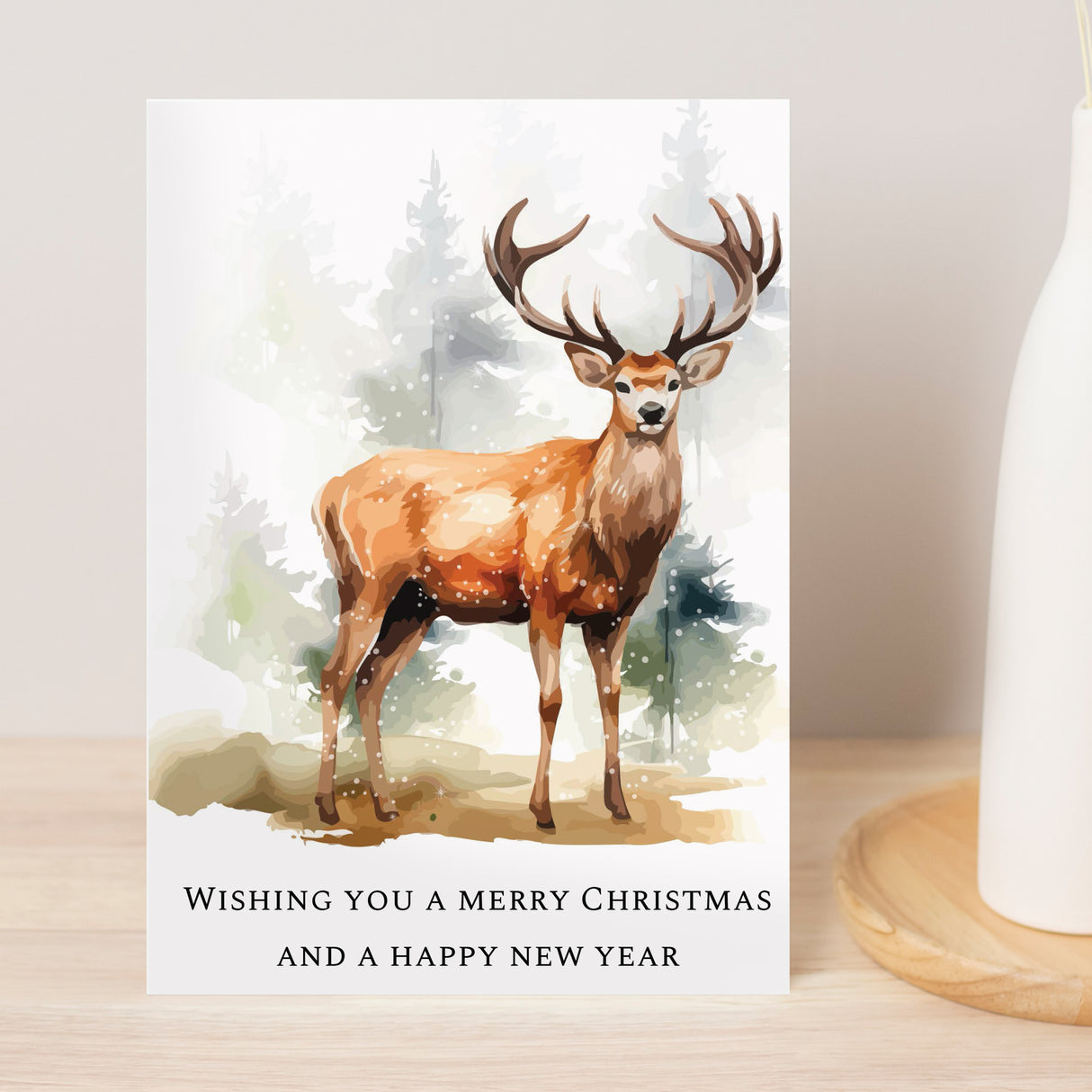 Personalised Watercolour Stag Greetings Card - Greeting Cards at Gift Moments