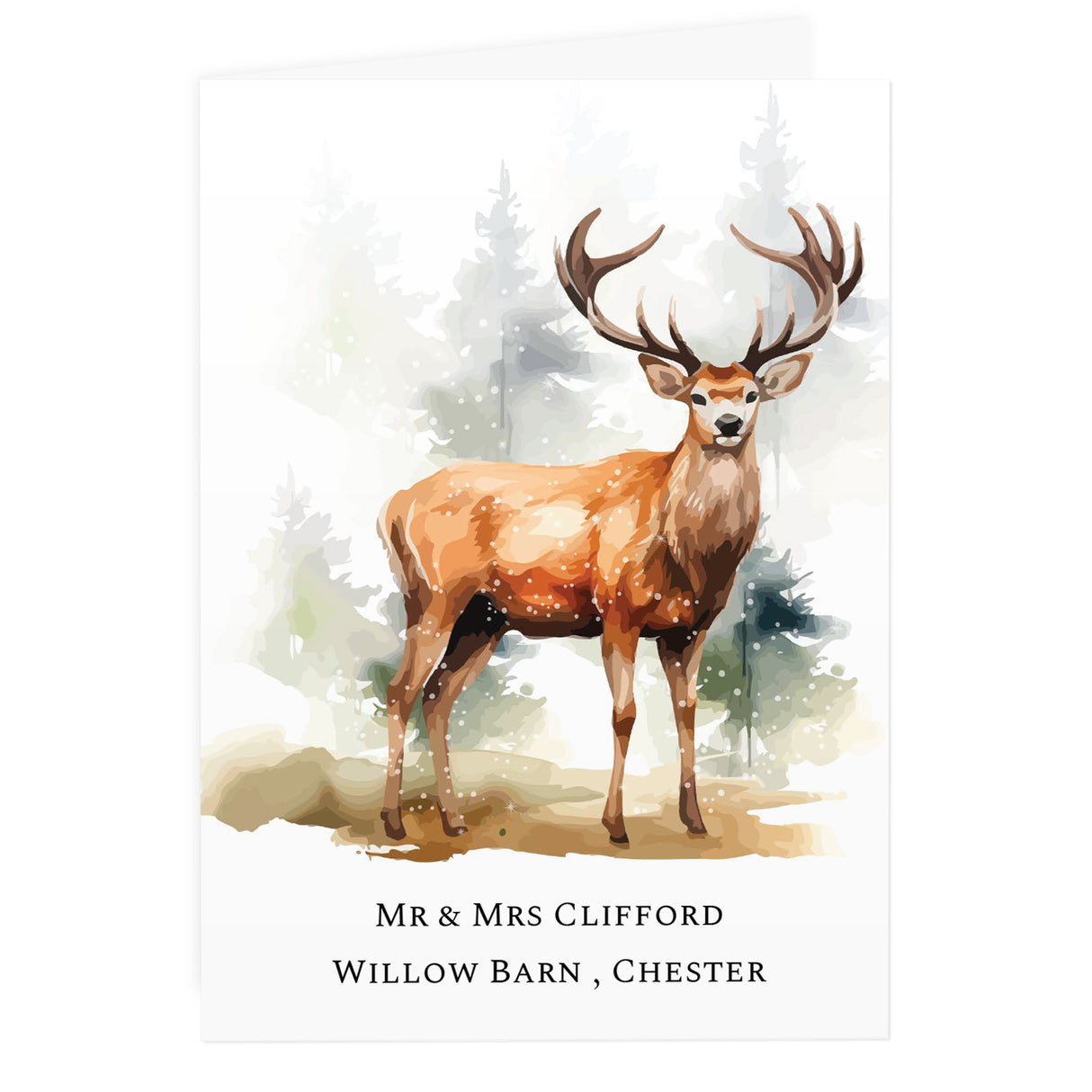 Personalised Watercolour Stag Greetings Card - Greeting Cards at Gift Moments