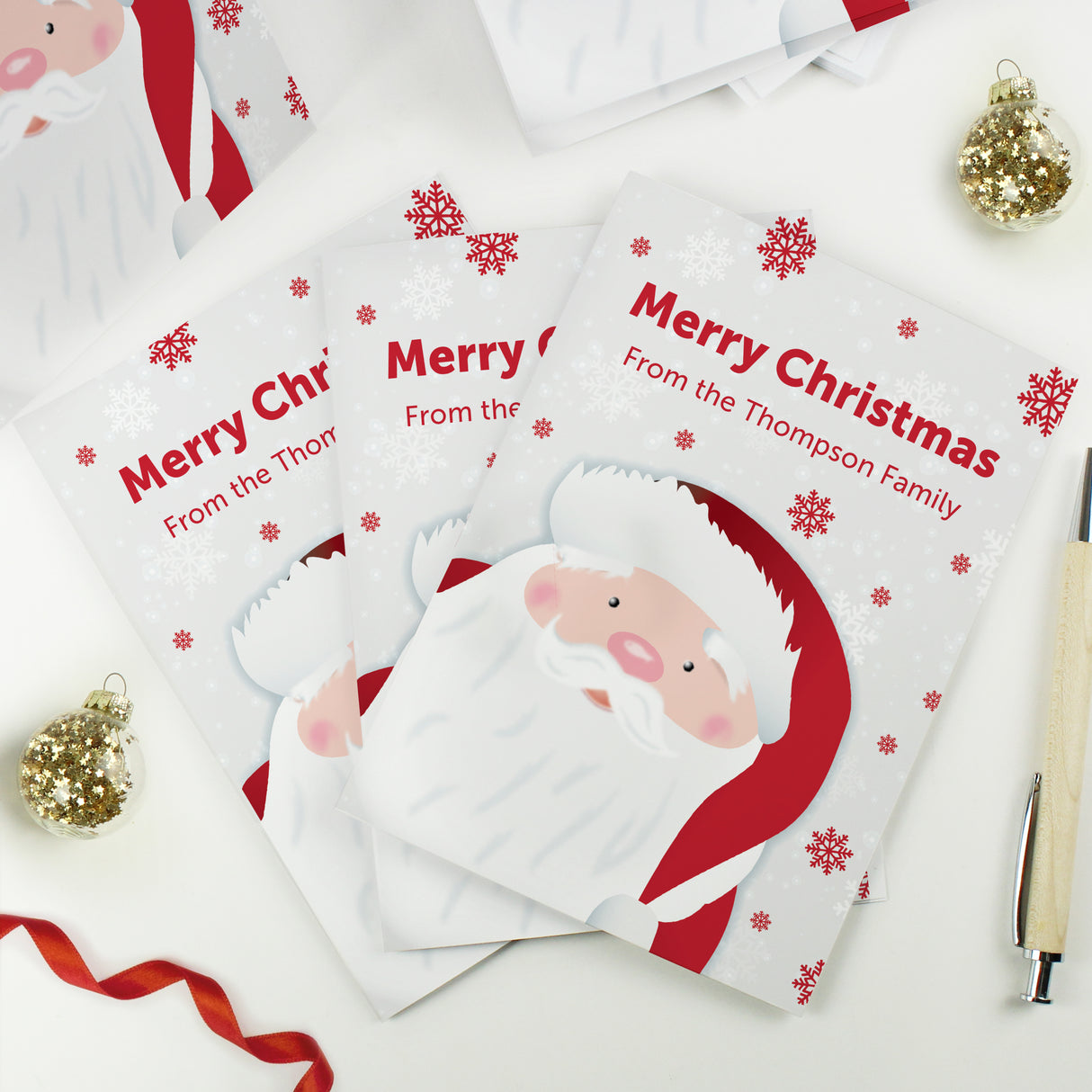 Personalised Pack of 10 Christmas Santa Cards Default Title - Greeting Cards at Gift Moments