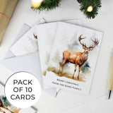 Personalised Pack of 10 Christmas Stag Cards - Greeting Cards at Gift Moments