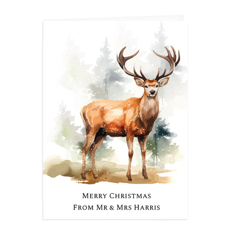 Personalised Pack of 10 Christmas Stag Cards - Greeting Cards at Gift Moments