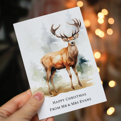 Personalised Pack of 10 Christmas Stag Cards - Greeting Cards at Gift Moments