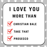 Personalised I Love You More Than Coaster Card - Greeting Cards at Gift Moments