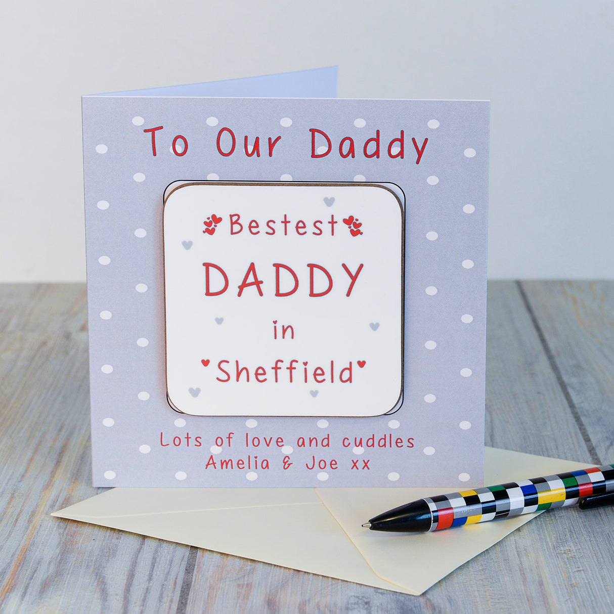 Personalised Best Dad Coaster Card: 1 - Greeting Cards By Gift Moments