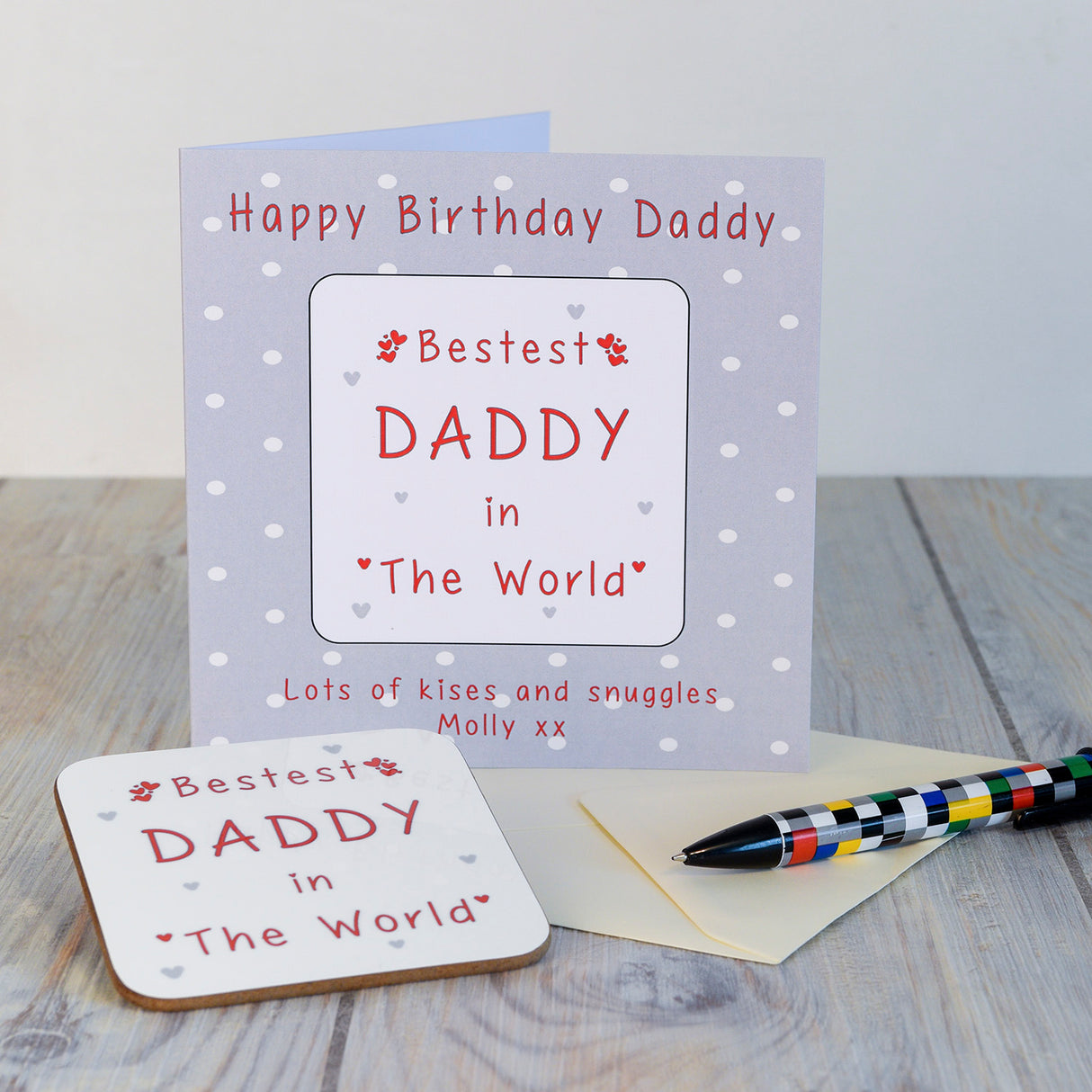 Personalised Best Dad Coaster Card: 2 - Greeting Cards By Gift Moments