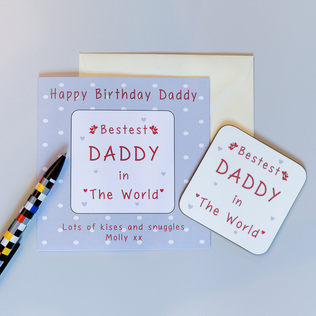 Personalised Best Dad Coaster Card: 4 - Greeting Cards By Gift Moments