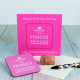 Personalised Prosecco Princess Coaster Card: 1 - Greeting Cards By Gift Moments