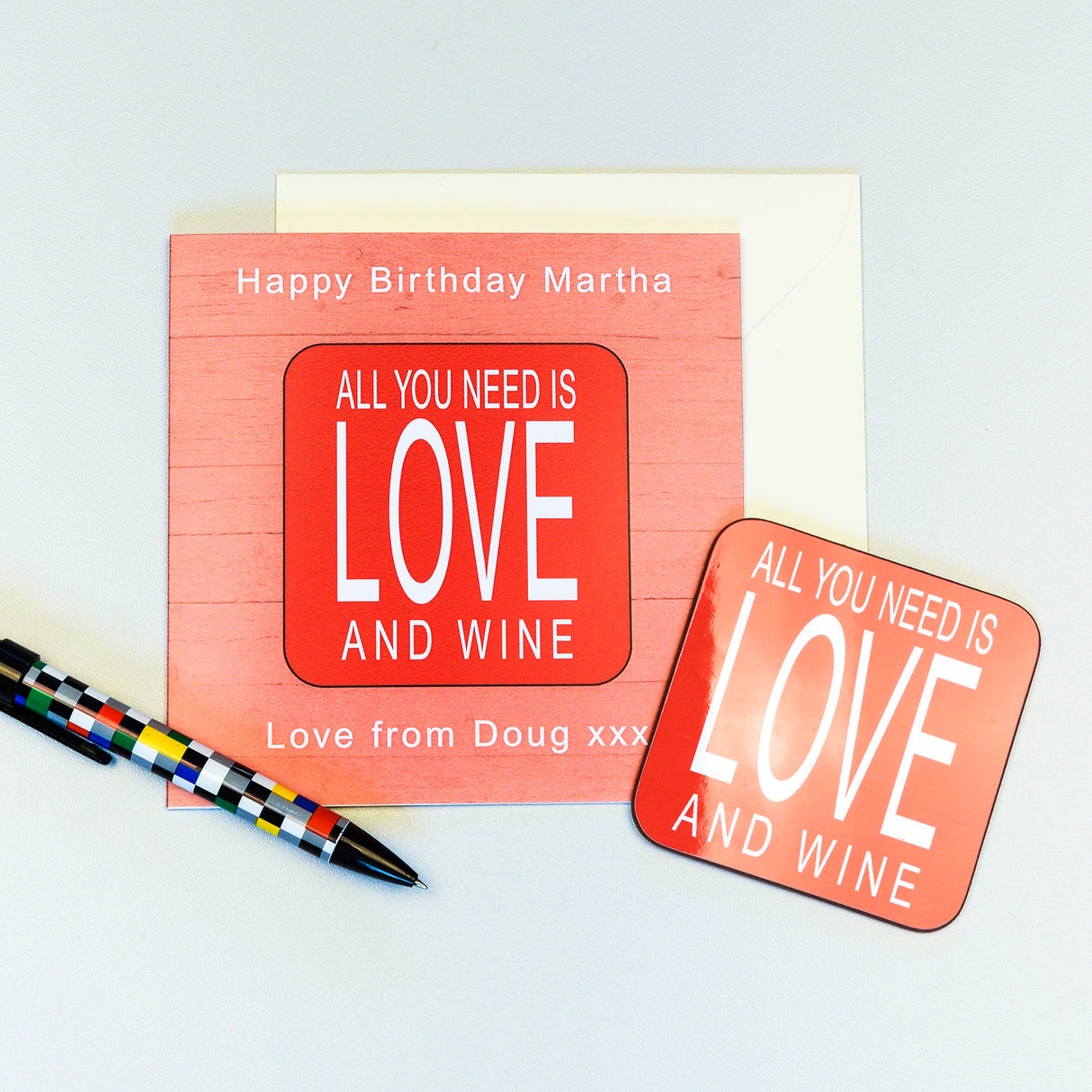 Personalised All You Need . . . Coaster Card