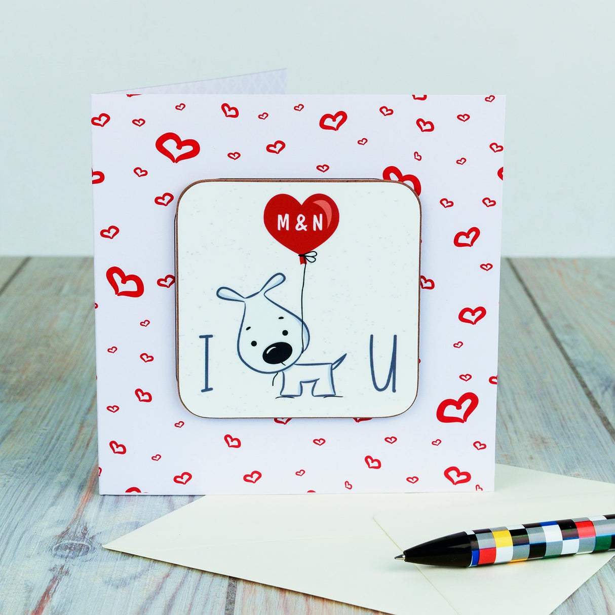 Personalised I Woof U Coaster Card: 1 - Greeting Cards By Gift Moments