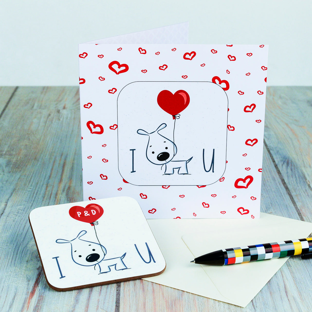 Personalised I Woof U Coaster Card: 2 - Greeting Cards By Gift Moments