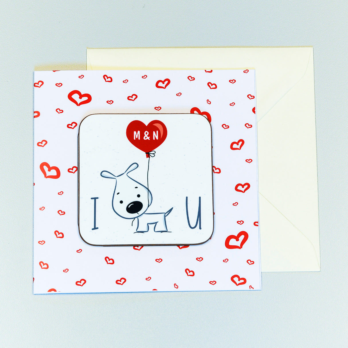 Personalised I Woof U Coaster Card: 3 - Greeting Cards By Gift Moments