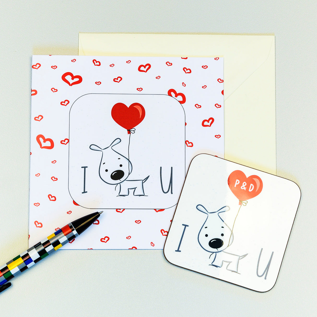 Personalised I Woof U Coaster Card: 4 - Greeting Cards By Gift Moments