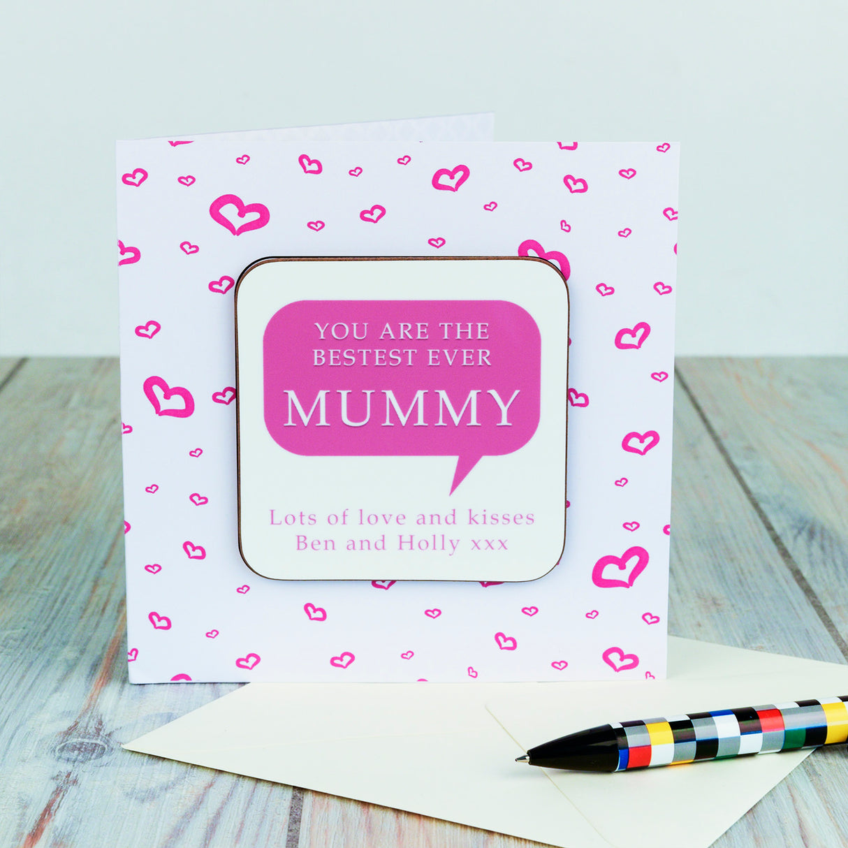 Personalised Mummy/Daddy Coaster Card: 1 - Mummy - Greeting Cards By Gift Moments