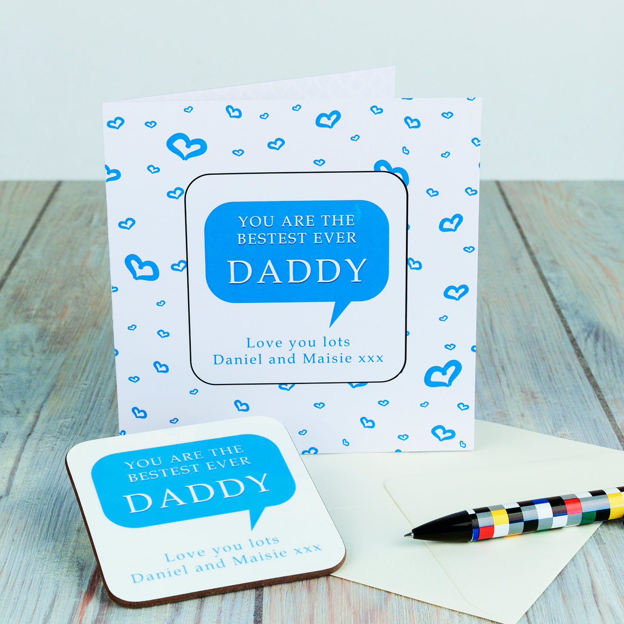 Personalised Mummy/Daddy Coaster Card: 2 - Daddy - Greeting Cards By Gift Moments