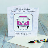 Personalised VW Camper Coaster Wedding Card: 2 - Greeting Cards By Gift Moments