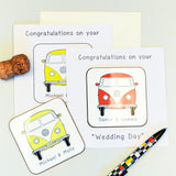 Personalised Wedding Day Campervan Coaster Card - Greeting Cards at Gift Moments