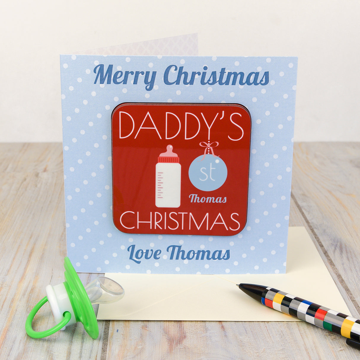 Personalised Daddy's 1st Christmas Coaster Card Default Title - Greeting Cards at Gift Moments