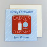 Personalised Daddy's 1st Christmas Coaster Card - Greeting Cards at Gift Moments