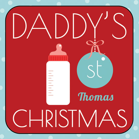 Personalised Daddy's 1st Christmas Coaster Card - Greeting Cards at Gift Moments