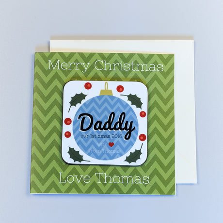 Personalised Daddy Our 1st Christmas Coaster Card - Greeting Cards at Gift Moments