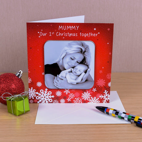 Personalised Our 1st Christmas Red Photo Coaster Card Default Title - Greeting Cards at Gift Moments