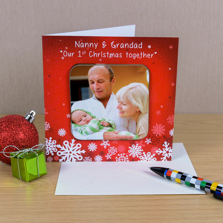 Personalised Our 1st Christmas Red Photo Coaster Card - Greeting Cards at Gift Moments