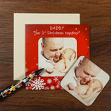 Personalised Our 1st Christmas Red Photo Coaster Card - Greeting Cards at Gift Moments