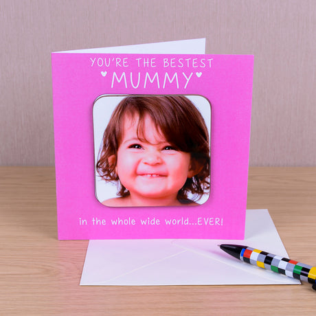 Personalised You're the Bestest! Photo Coaster Card Pink - Greeting Cards at Gift Moments