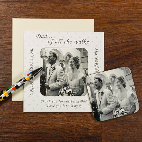 Personalised Dad of all the Walks Photo Coaster Card - Greeting Cards at Gift Moments