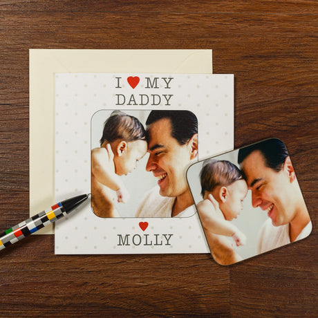 Personalised I Love My . . . Photo Upload Coaster Card - Greeting Cards at Gift Moments