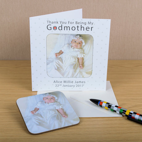 Personalised Godparents Photo Upload Coaster Card - Greeting Cards at Gift Moments