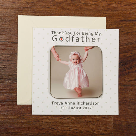 Personalised Godparents Photo Upload Coaster Card Godfather - Greeting Cards at Gift Moments