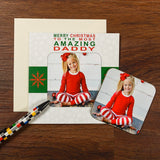 Personalised Merry Christmas Photo Upload Coaster Card - Greeting Cards at Gift Moments