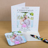 Personalised First Christmas Couples Photo Coaster Card Mr & Mrs - Greeting Cards at Gift Moments