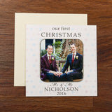 Personalised First Christmas Couples Photo Coaster Card - Greeting Cards at Gift Moments