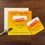 Personalised Reserved Beer Coaster Card - Greeting Cards at Gift Moments