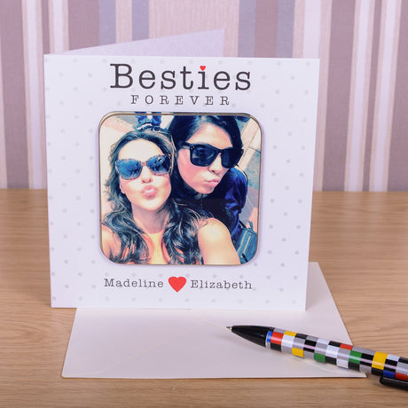 Personalised Besties Forever Photo Upload Coaster Card Default Title - Greeting Cards at Gift Moments