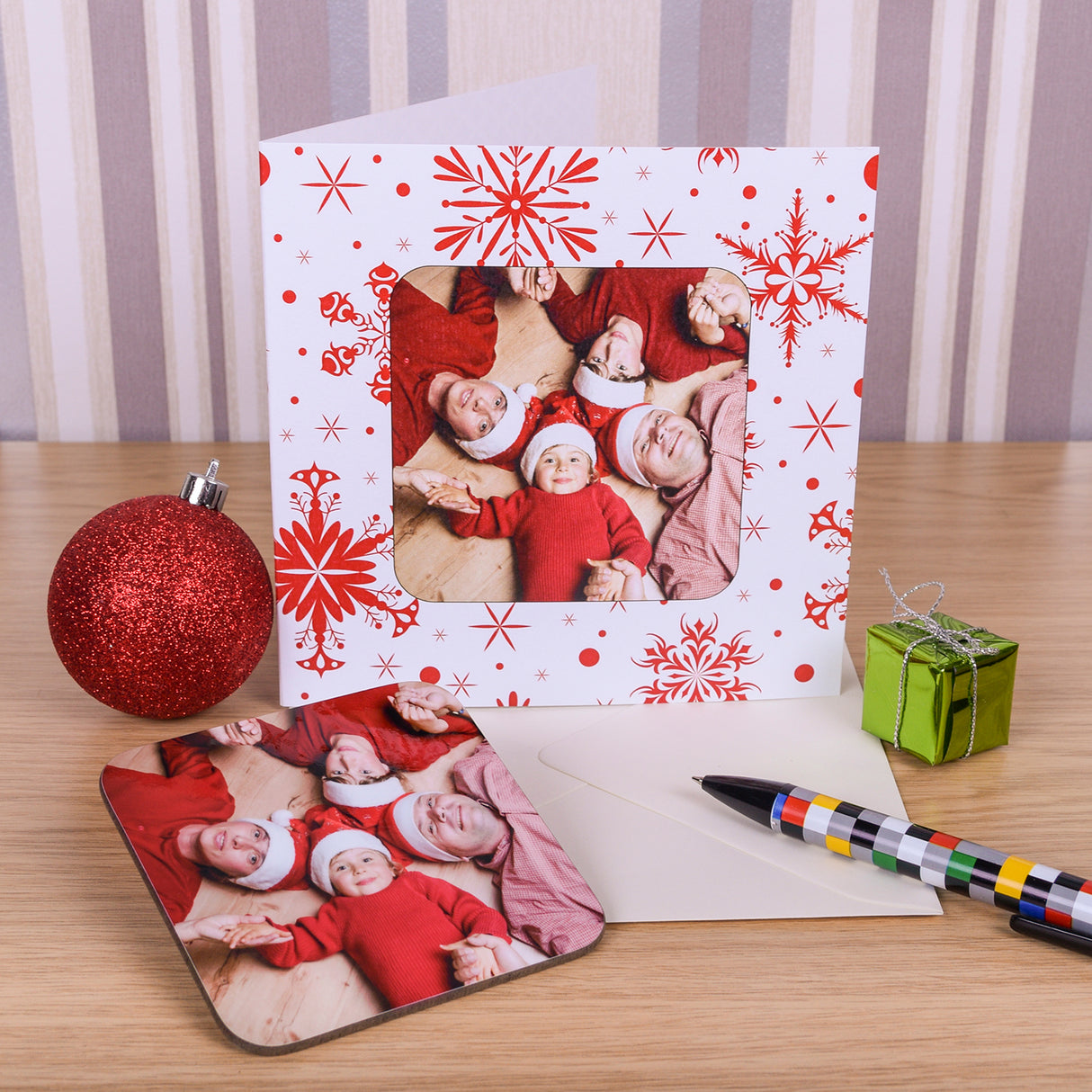 Personalised Christmas Photo Coaster Card - Greeting Cards at Gift Moments